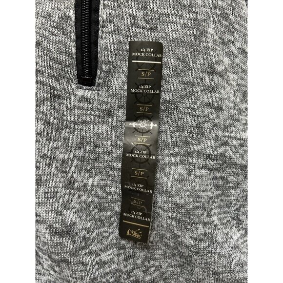 Old River Grey Fleece 1/4 Zip Mock Collar Pullover Sweatshirt S/P - Picture 3 of 7